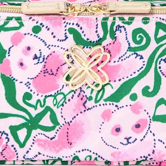 Lilly Pulitzer® Josee Pouch Bag PINK QUARTZ PANDA N BOWS NWT 9" W x 4.5" H x 4.2 - Picture 2 of 7